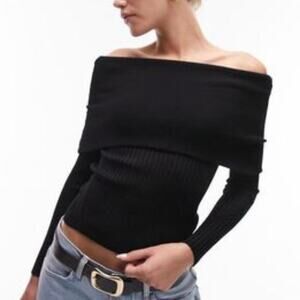 Topshop off the shoulder rib sweater